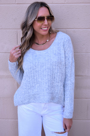 Silver Strand Wide Neck Ribbed Soft Sweater