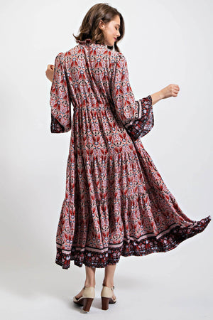 A Rare Beauty Boho Print Maxi Dress
