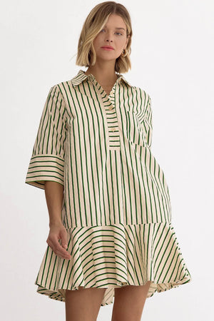 Cape Cod Striped Flare Shirt Dress