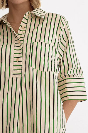 Cape Cod Striped Flare Shirt Dress