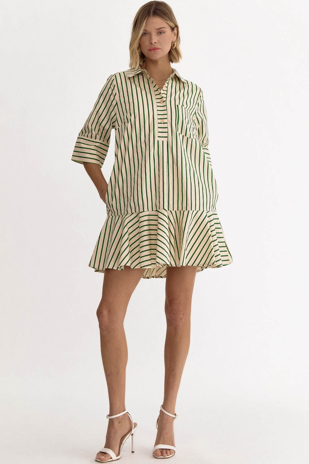 Cape Cod Striped Flare Shirt Dress