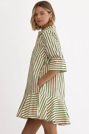 Cape Cod Striped Flare Shirt Dress