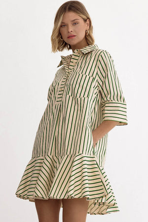 Cape Cod Striped Flare Shirt Dress