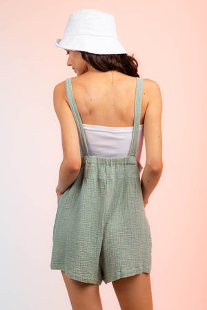 Carmine Gauze Overall Romper