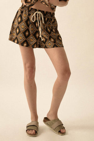 Desert Palms Geometric Floral Print Short