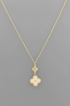 Ivory/Gold Clover Pendant Necklace