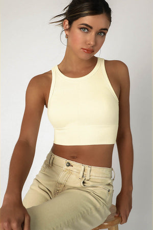 Jennifer Ribbed High Neck Crop Top