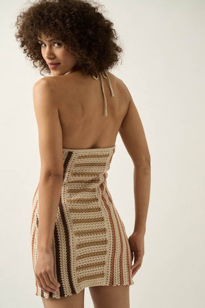 La Concha Crochet Halter Mini Dress