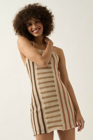 La Concha Crochet Halter Mini Dress