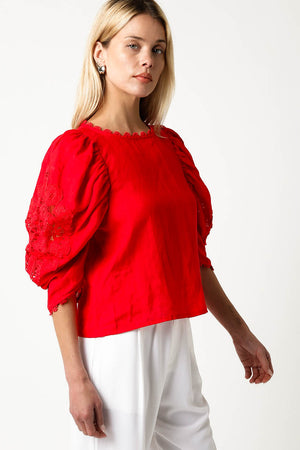 Natalie Red Puff Sleeve Top