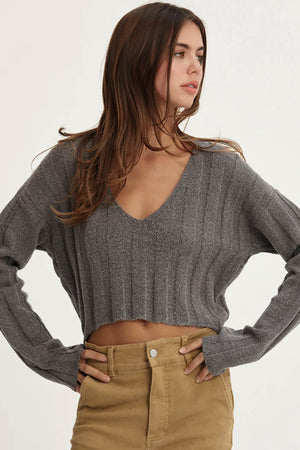 Natural Instinct Ribbed V-Neck Sweater