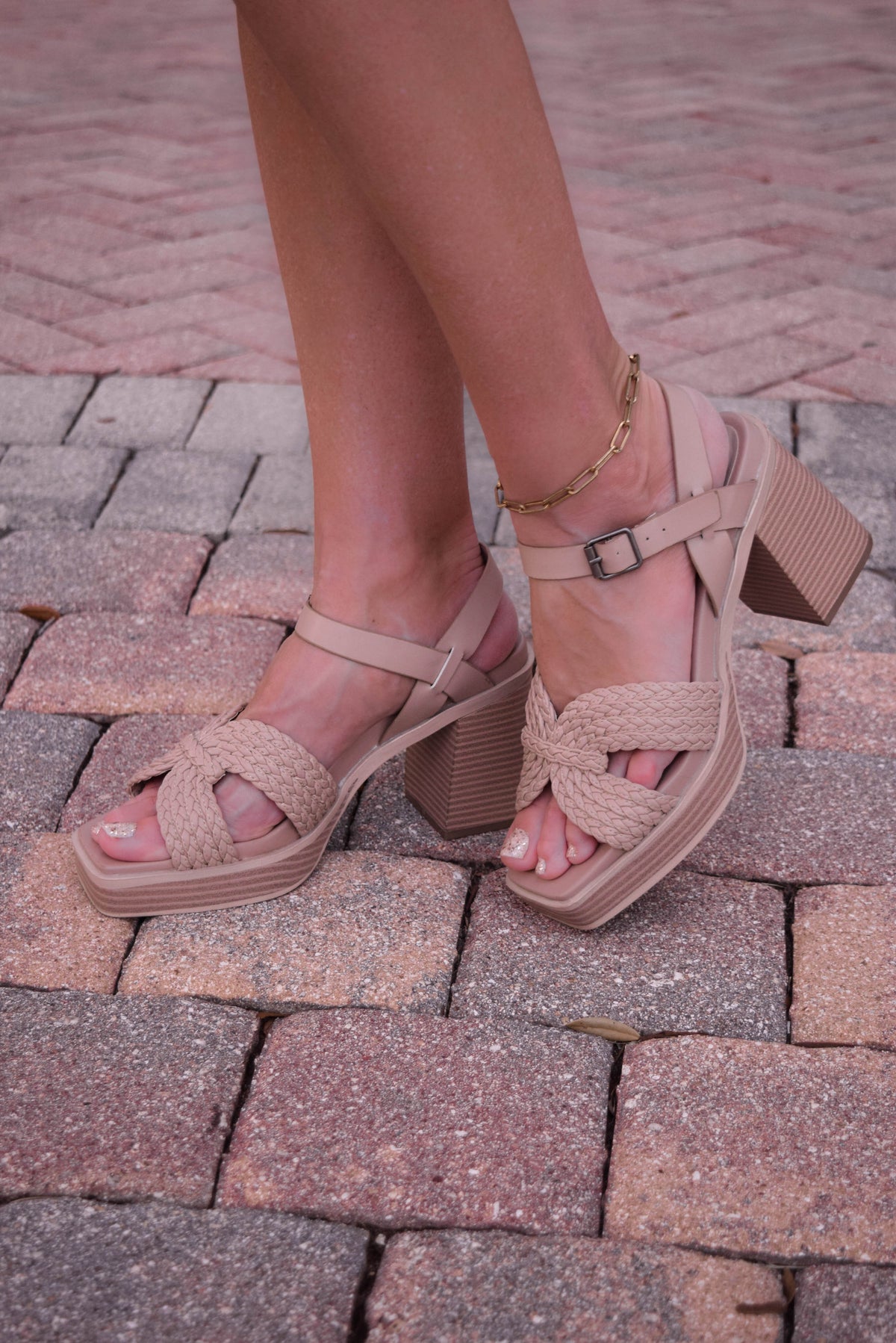 Platform Sandals, White Braided Leather, Pierre Cardin | Little Shoes