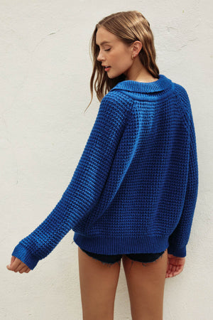 Sapphire Night Waffle Knit Sweater