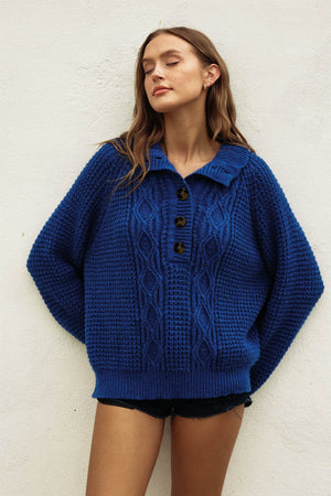 Sapphire Night Waffle Knit Sweater