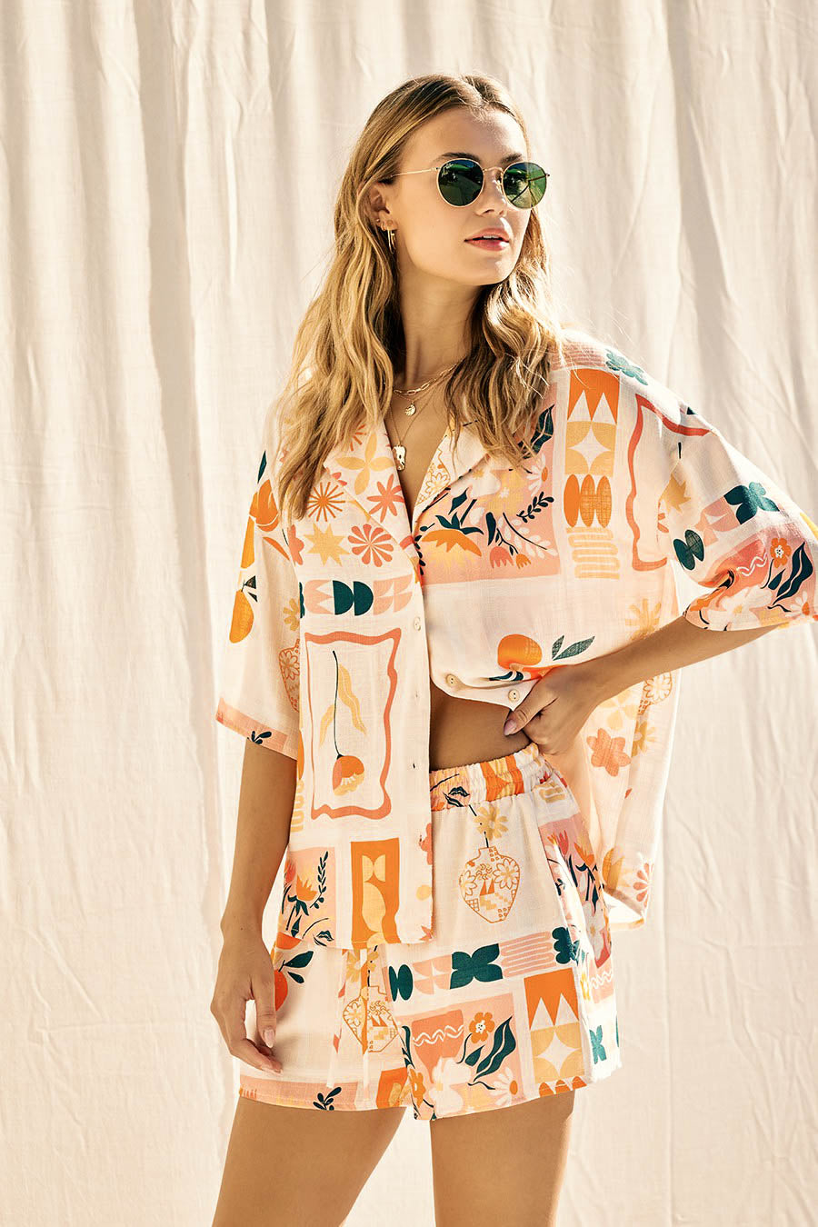 Sunshine State Printed Top and Shorts Set