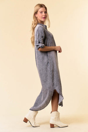 Walk This Way Black Denim Maxi Dress