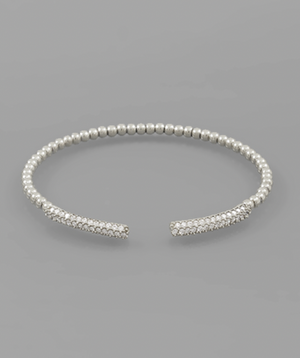 Beaded Double Crystal Bar Cuff