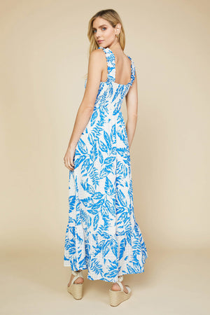 Blue Lagoon Textured Leaf Maxi Dress