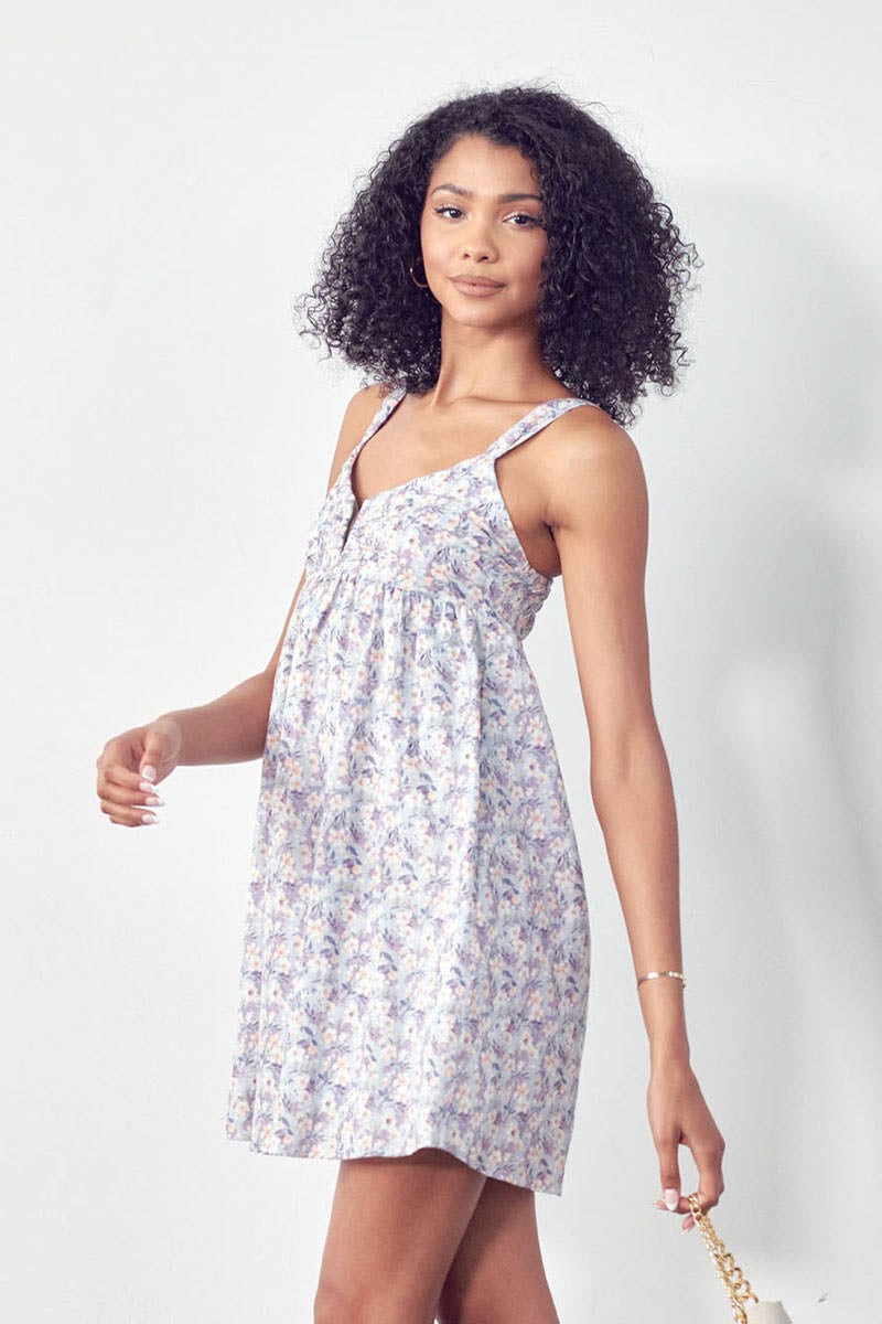 Hollister floral cami mini dress in white