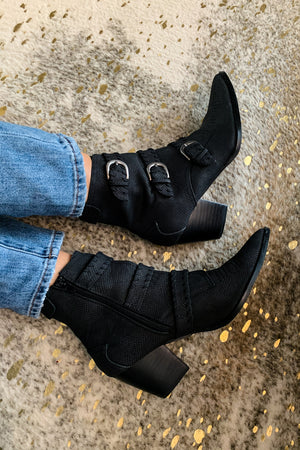 Charmer Black Buckle Ankle Boot