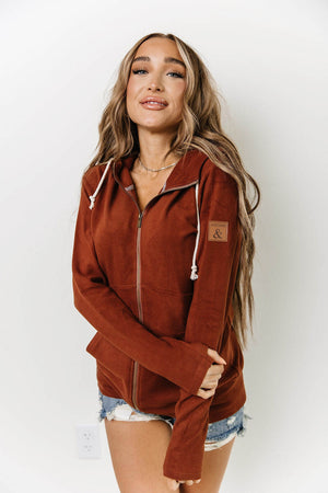 Chestnut Performance Fleece FullZip Hoodie