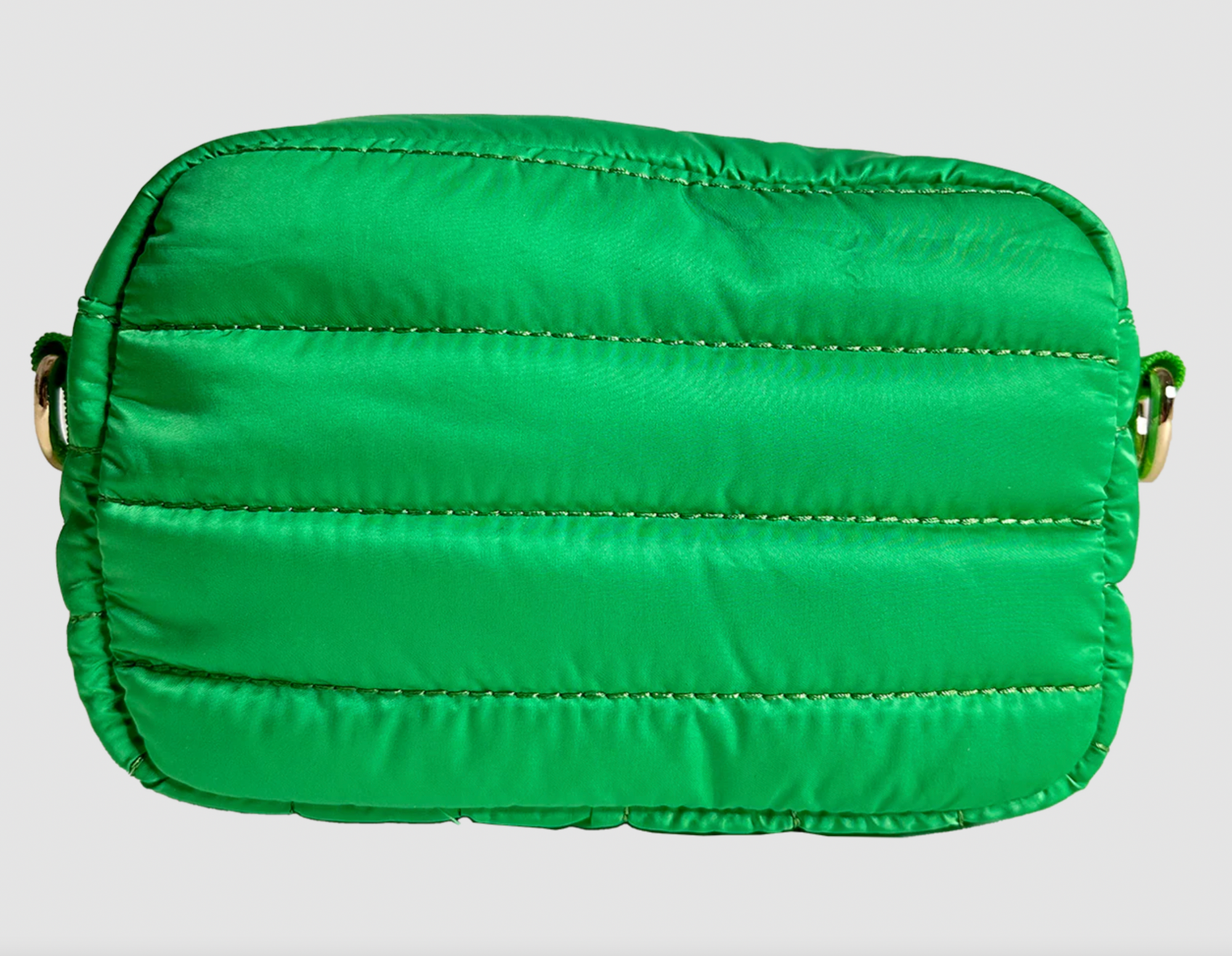 Ella Quilted Puffy Zip Top Messenger Bag - Green