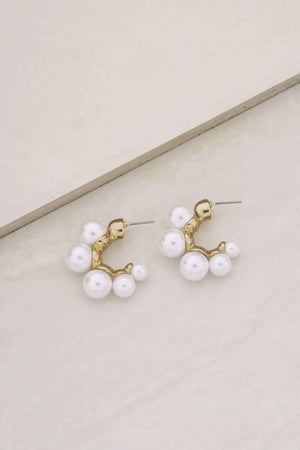 Five Point Pearl 18k Gold Plated Hoops