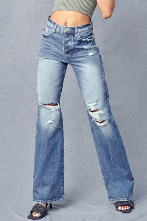 Harmony High Rise Distressed 90s Flare Jeans