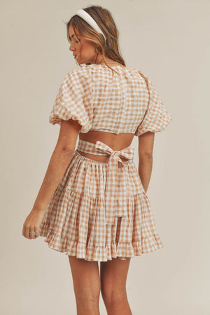 Lolita Puff Sleeve Gingham Dress