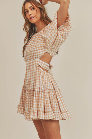 Lolita Puff Sleeve Gingham Dress