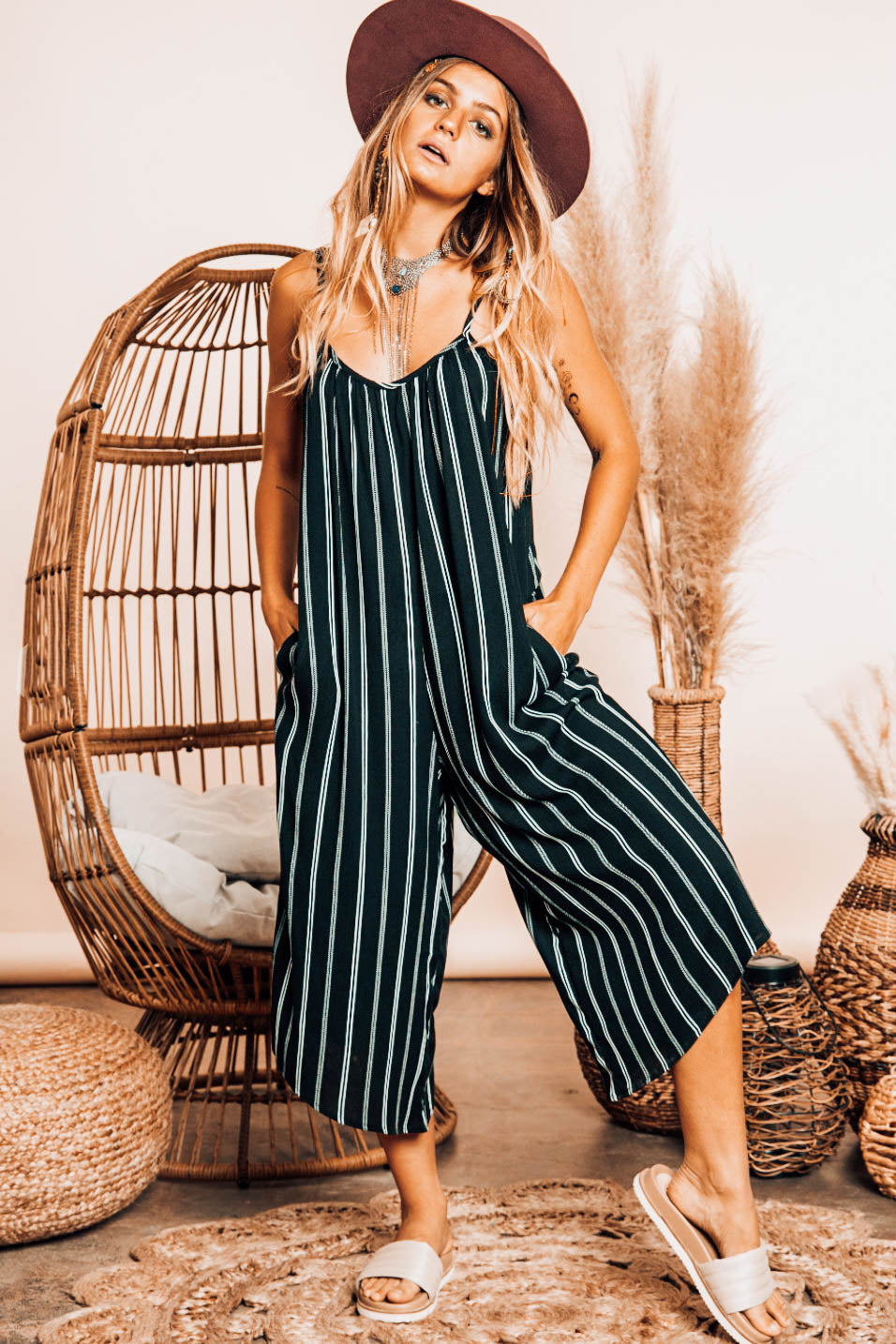 Malta Striped Linen Gauze Jumpsuit