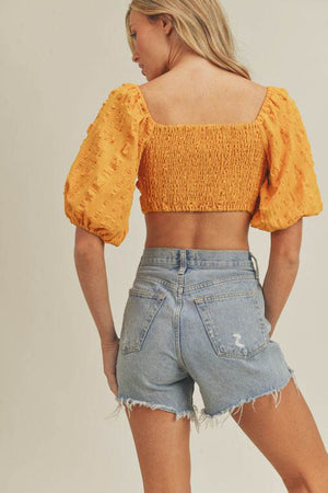 Marigold Cropped Tie Front Top