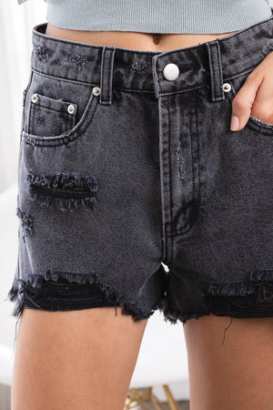 Montecito Distressed Black Denim Shorts