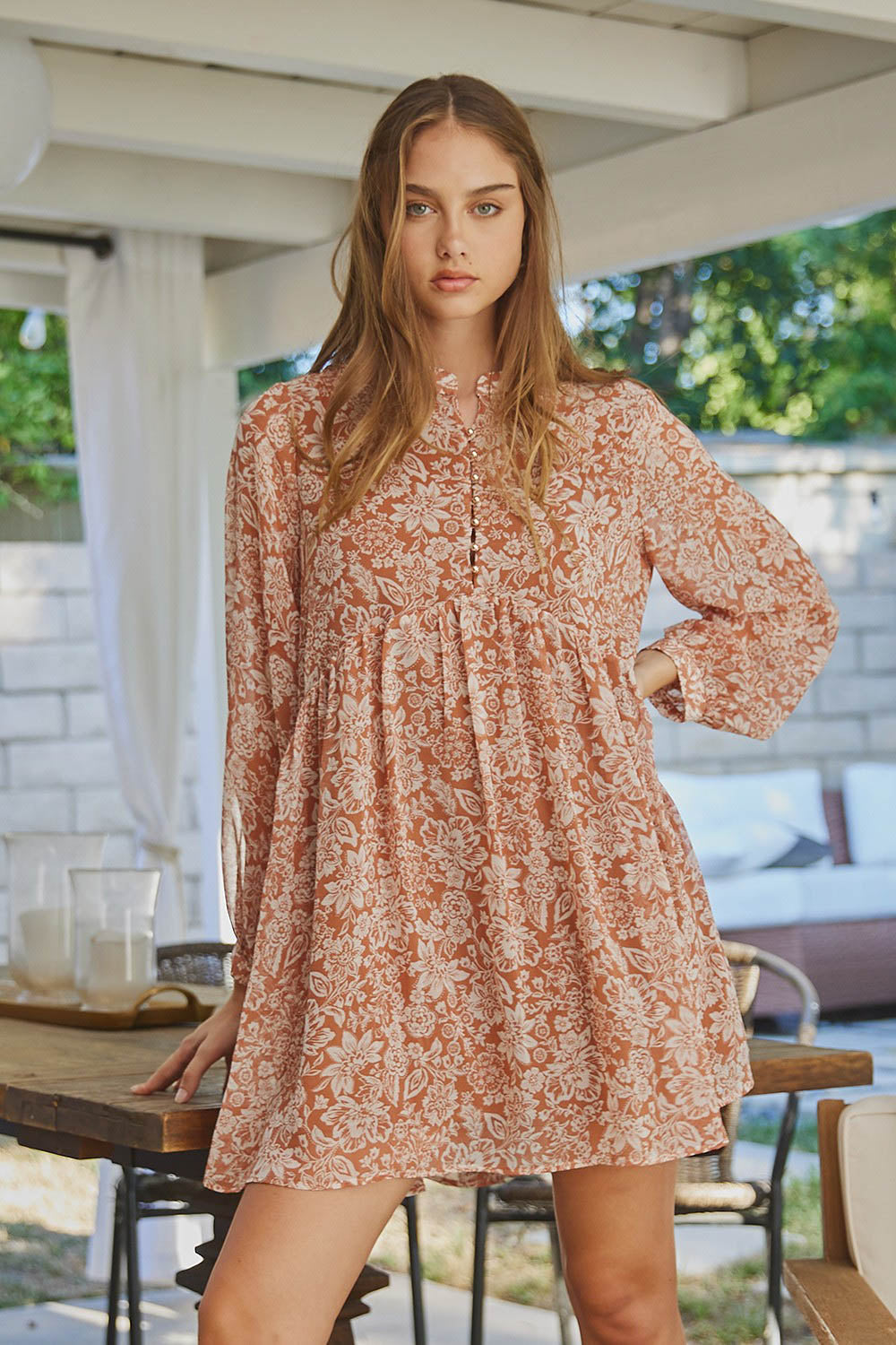 Monterrico Floral Print Button Front Dress