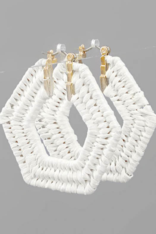 Raffia Wrapped Hexagon Hoops