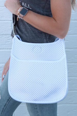 Perforated White Neoprene Messenger Bag
