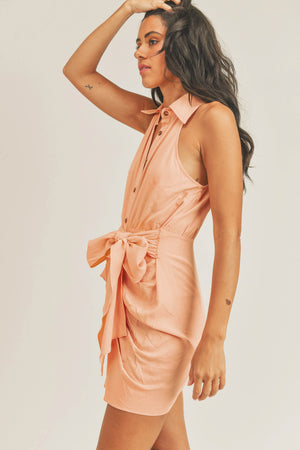 Pretty as a Peach Sleeveless Shirt Dress