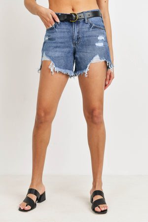 Rialto Destructed Medium Denim Shorts