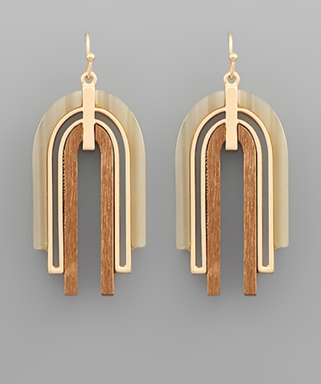 Wood + Acrylic Arch Earrings