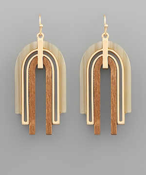 Wood + Acrylic Arch Earrings