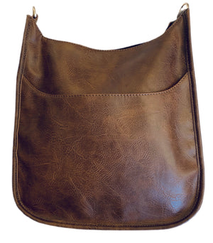 Soft Vegan Leather Classic Size Messenger Bag - Coffee