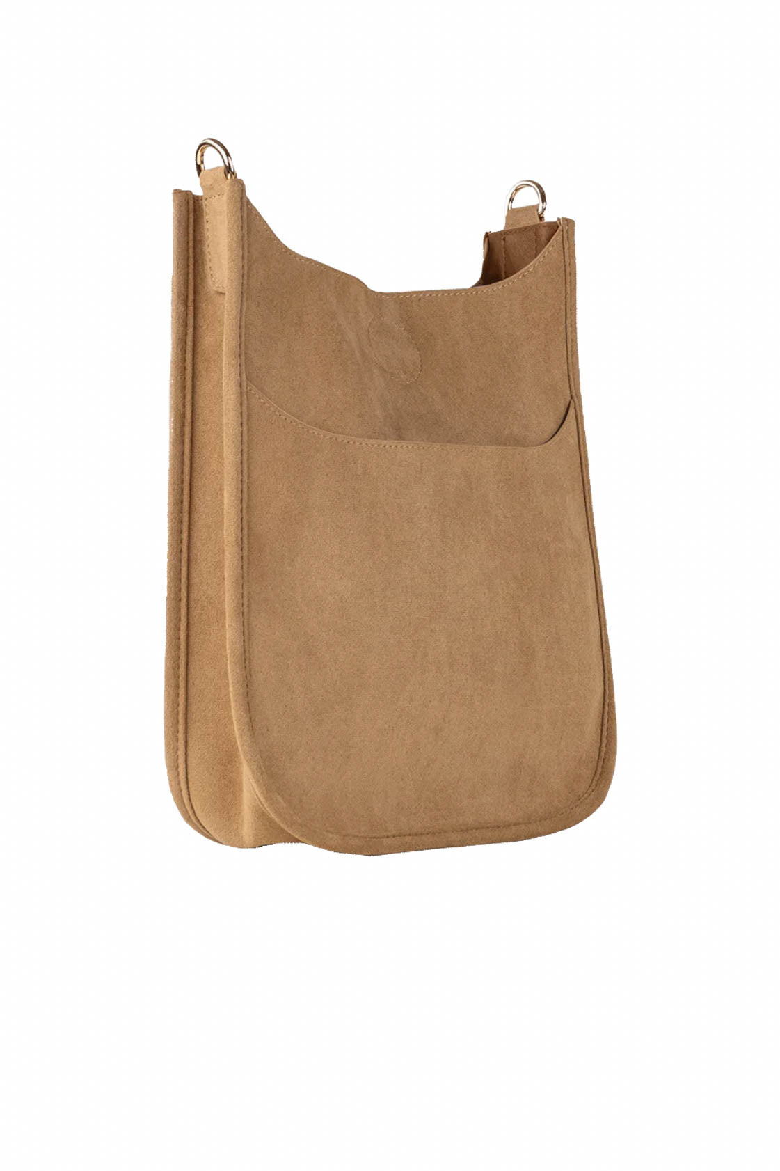 Soft Vegan Suede Classic Size Messenger Bag - Camel