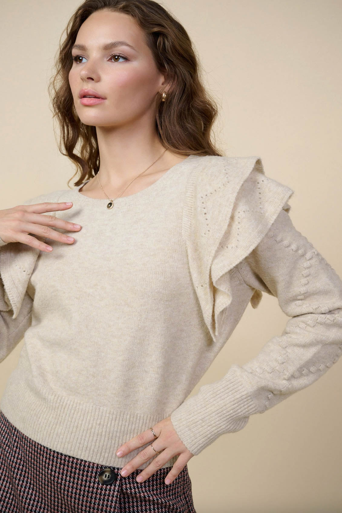 Sweet as Pie Soft Ruffle Sleeve Sweater