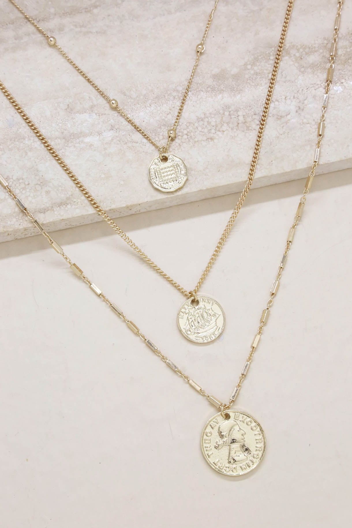 Three Coins Necklace Set