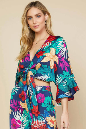 Tropicana Tie-Front Kimono Style Top