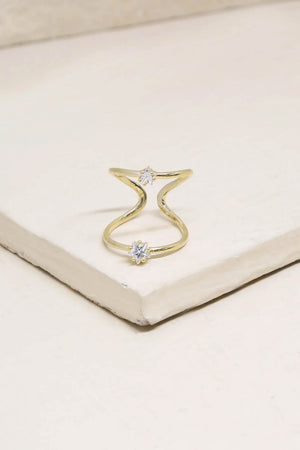 Two Point Crystal Constellation Ring