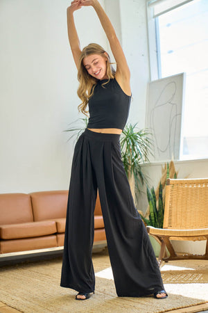 CFXNMZGR Palazzo Pants For Women Wide Leg Palazzo Pants High Waisted Lounge  Pant Smocked Pleated Loose Fit Casual Trousers - Walmart.com